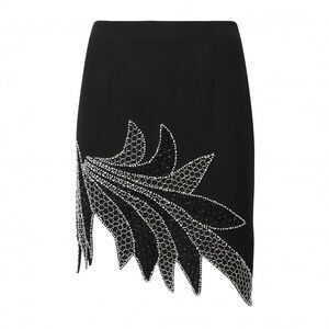 ROTATE BIRGER CHRISTENSEN Mid Rise Asymmetric Embellished Mini Skirt, size 36